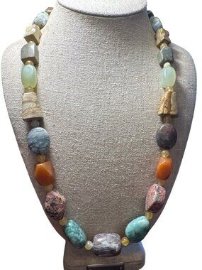 Jay King DTR 925 Multi Gemstone Jasper Nugget Bead Necklace Chunky Southwestern